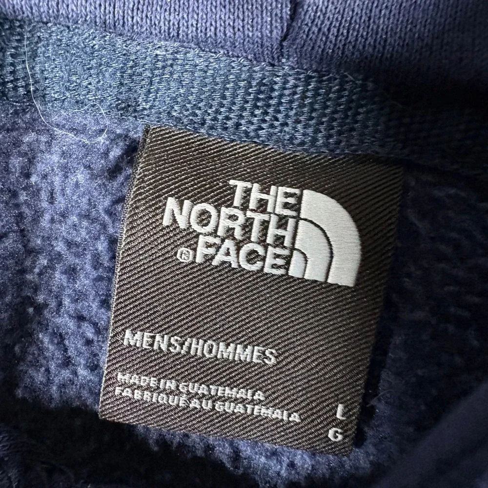 The North Face Hoodie Mens Large Navy Blue Embroidered Logo Pullover Fleece